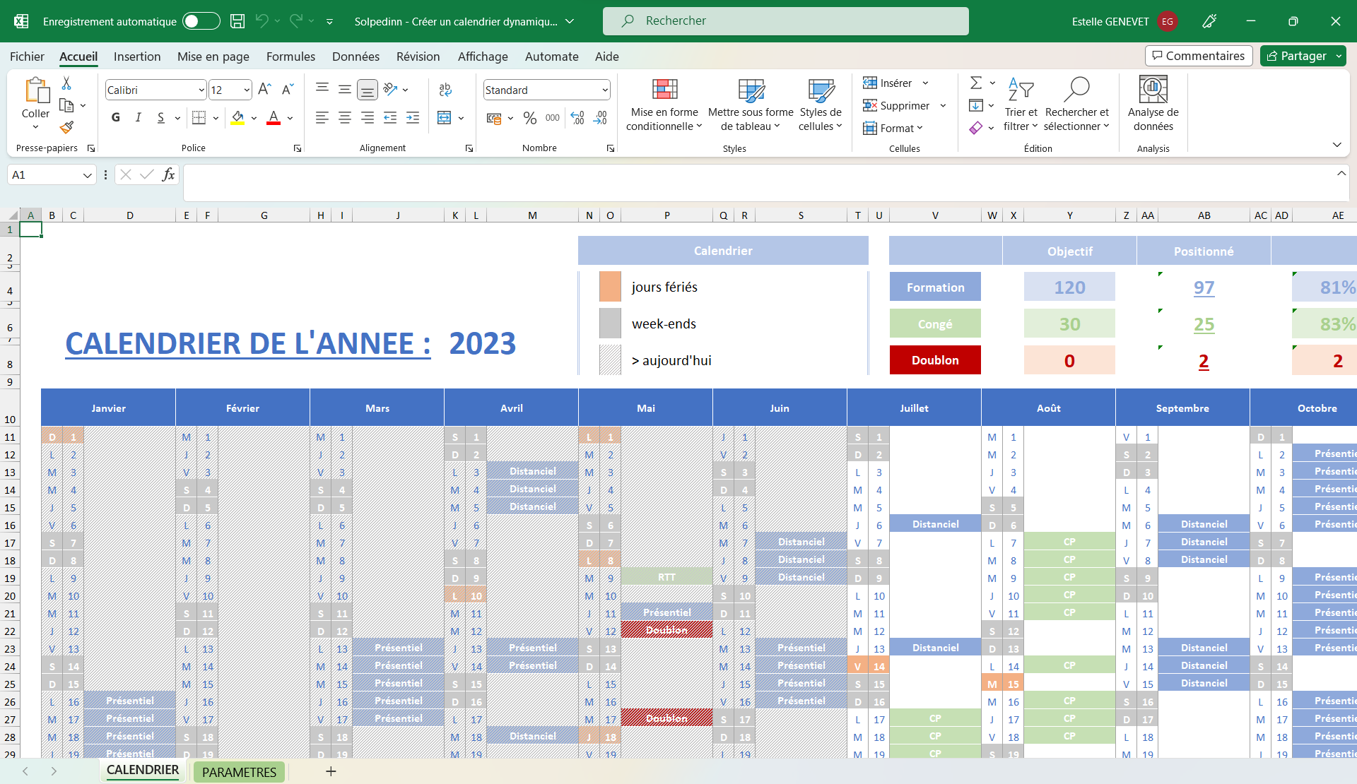 Comment créer un calendrier dynamique sur Excel (tuto + fichier à